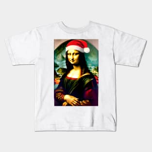 Santa Mona Lisa (Celebrity Christmas) Kids T-Shirt